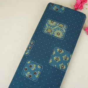 Blue Block Print Cotton Fabric MFR-29836 - TradeUNO