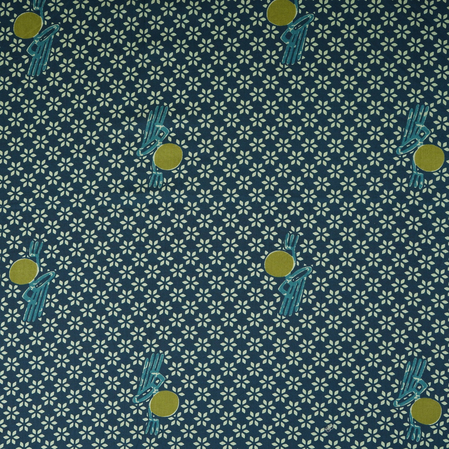 Blue Floral Print Cotton Fabric MFR-29840