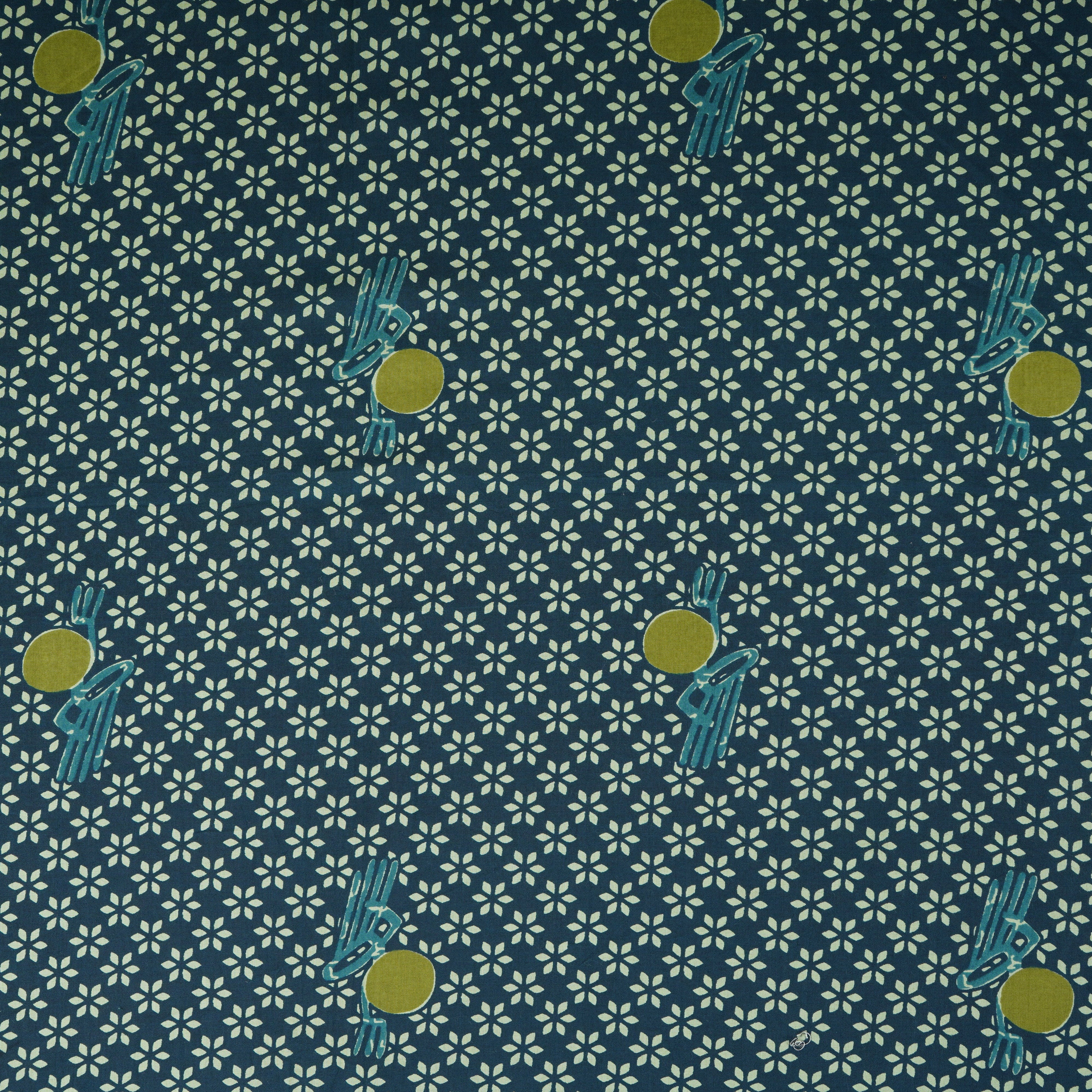 Blue Floral Print Cotton Fabric MFR-29840 - TradeUNO