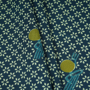 Blue Floral Print Cotton Fabric MFR-29840 - TradeUNO