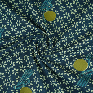 Blue Floral Print Cotton Fabric MFR-29840 - TradeUNO