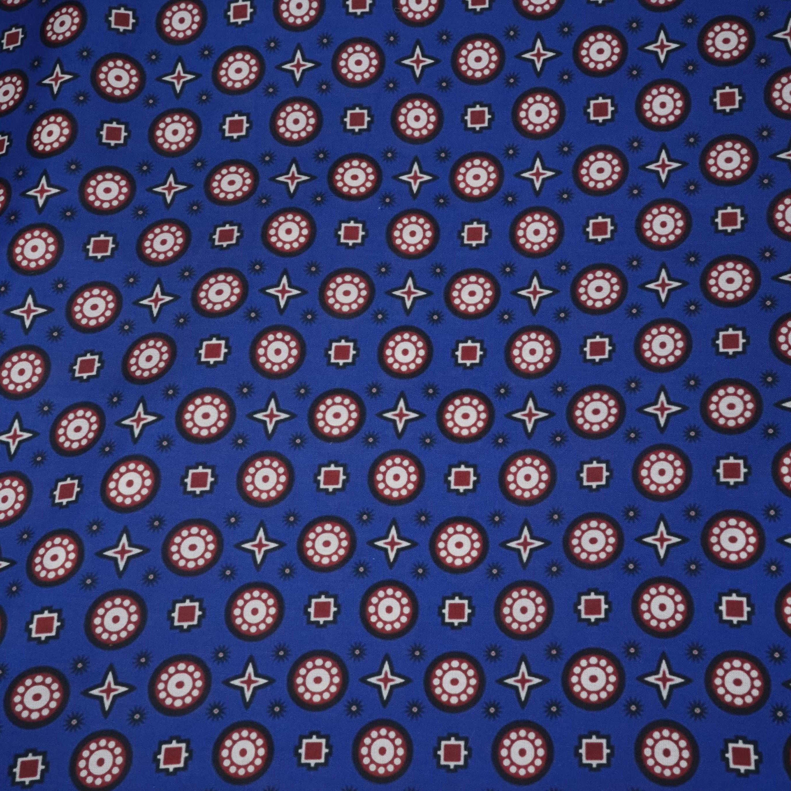 Blue Goemeterical Print Modal Satin VC-11268