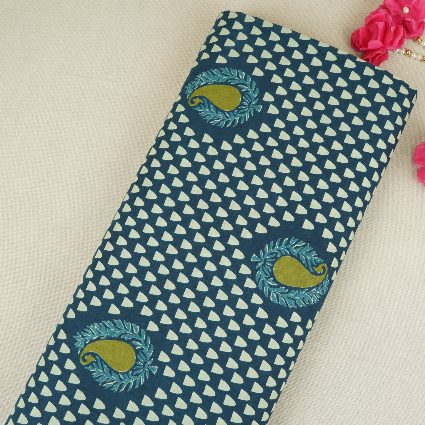 Blue Ajrakh Print Cotton Fabric MFR-29841
