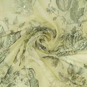 Ivory Heavy sequence work Organza Fabric MTF-31791 - TradeUNO