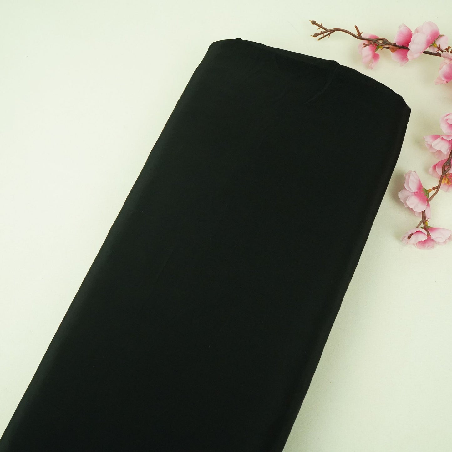 Black Solid Natural Crepe Fabric SSM-31841