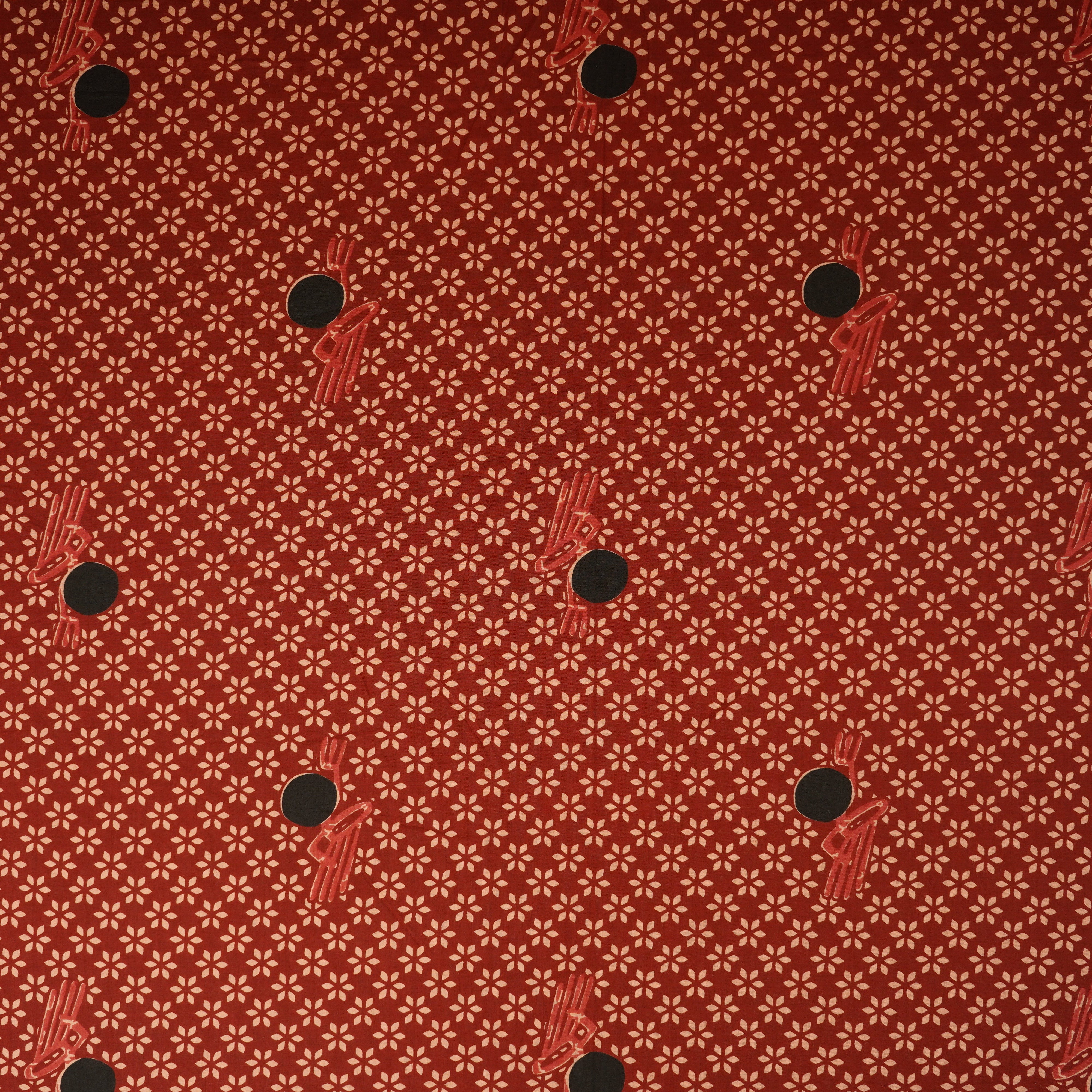 Red Floral Print Cotton Fabric MFR-29838 - TradeUNO