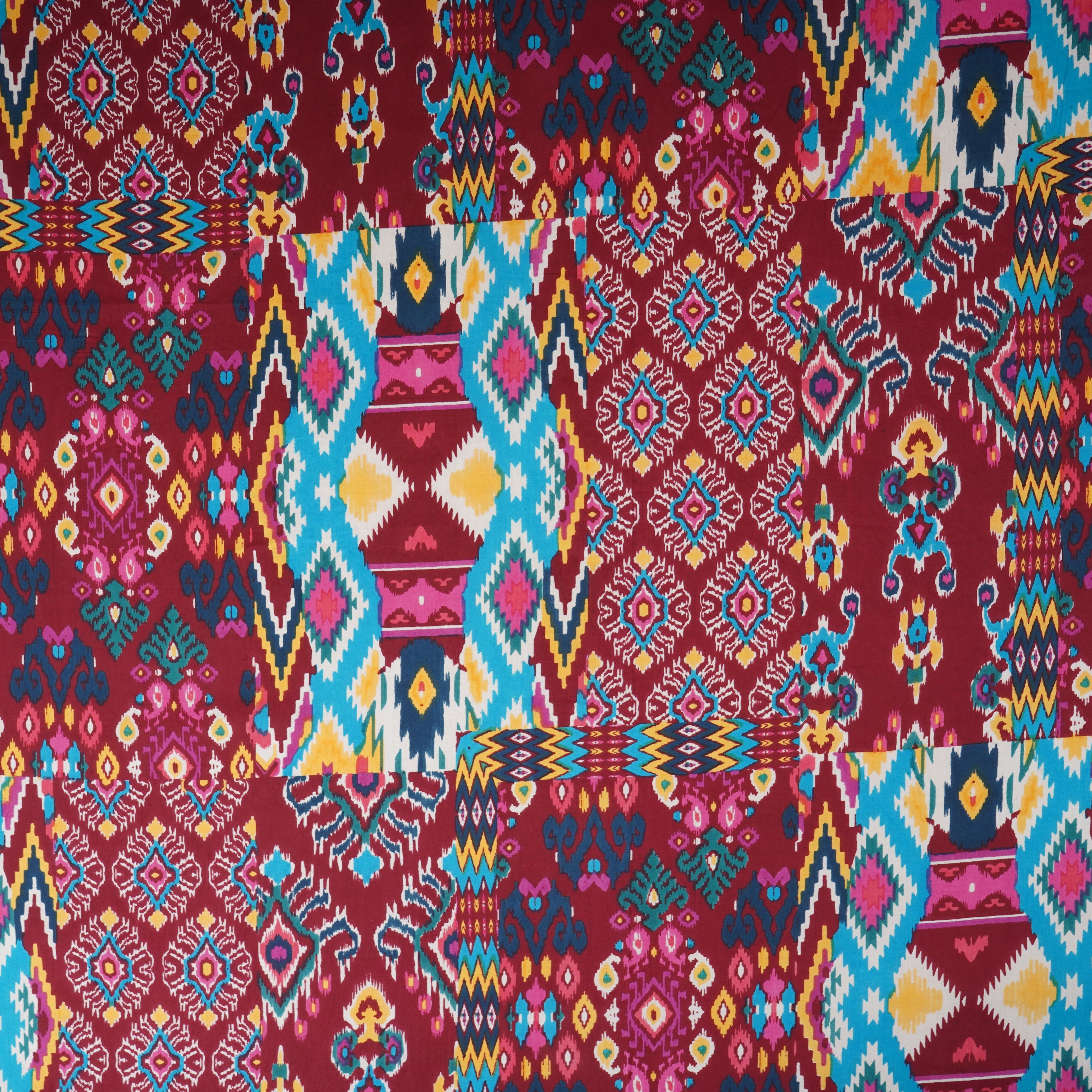 Multicolor Geomatrical Print Cotton Fabric MFR-29834 - TradeUNO