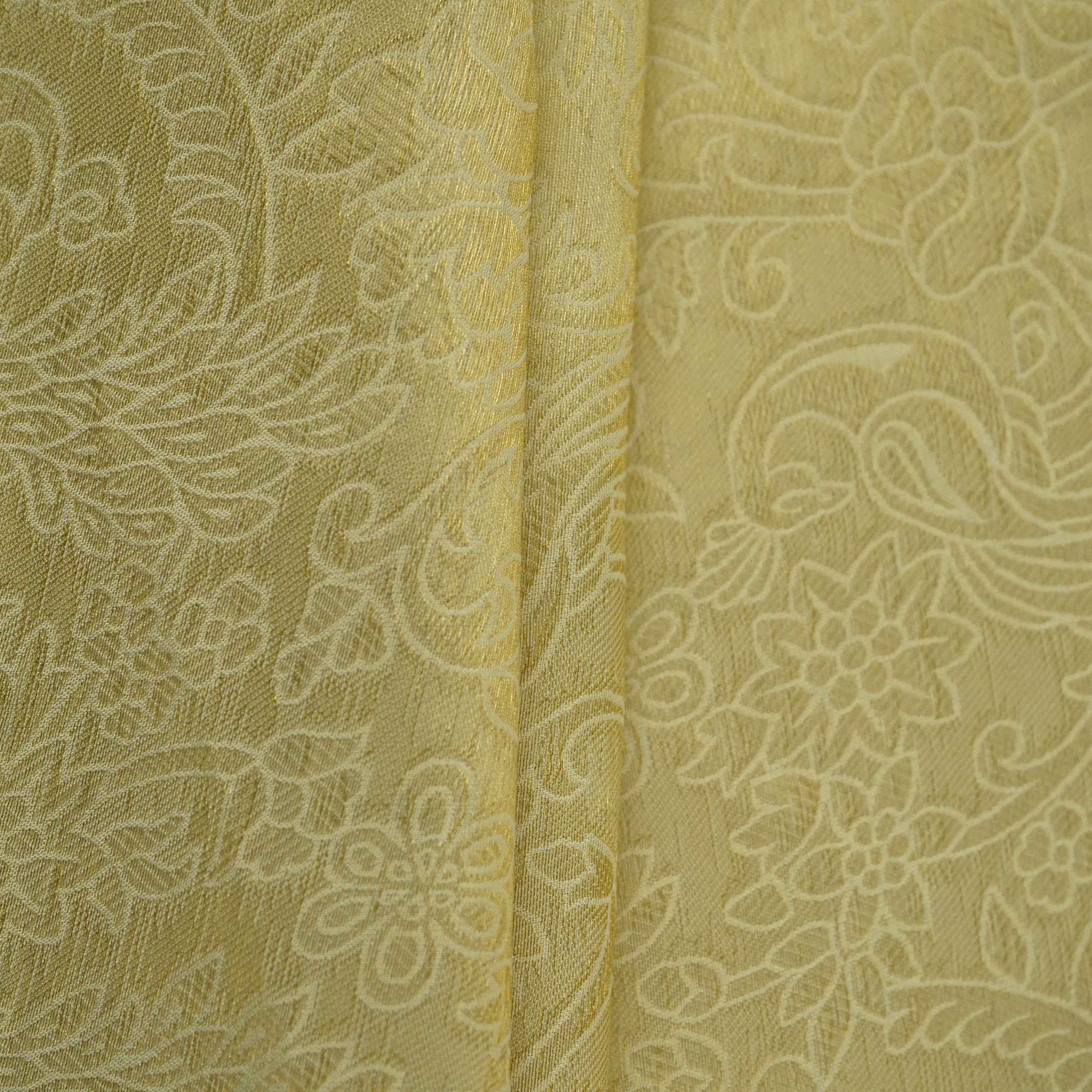Golden floral jaal Tenchui Silk Fabric MTI-31647 - TradeUNO