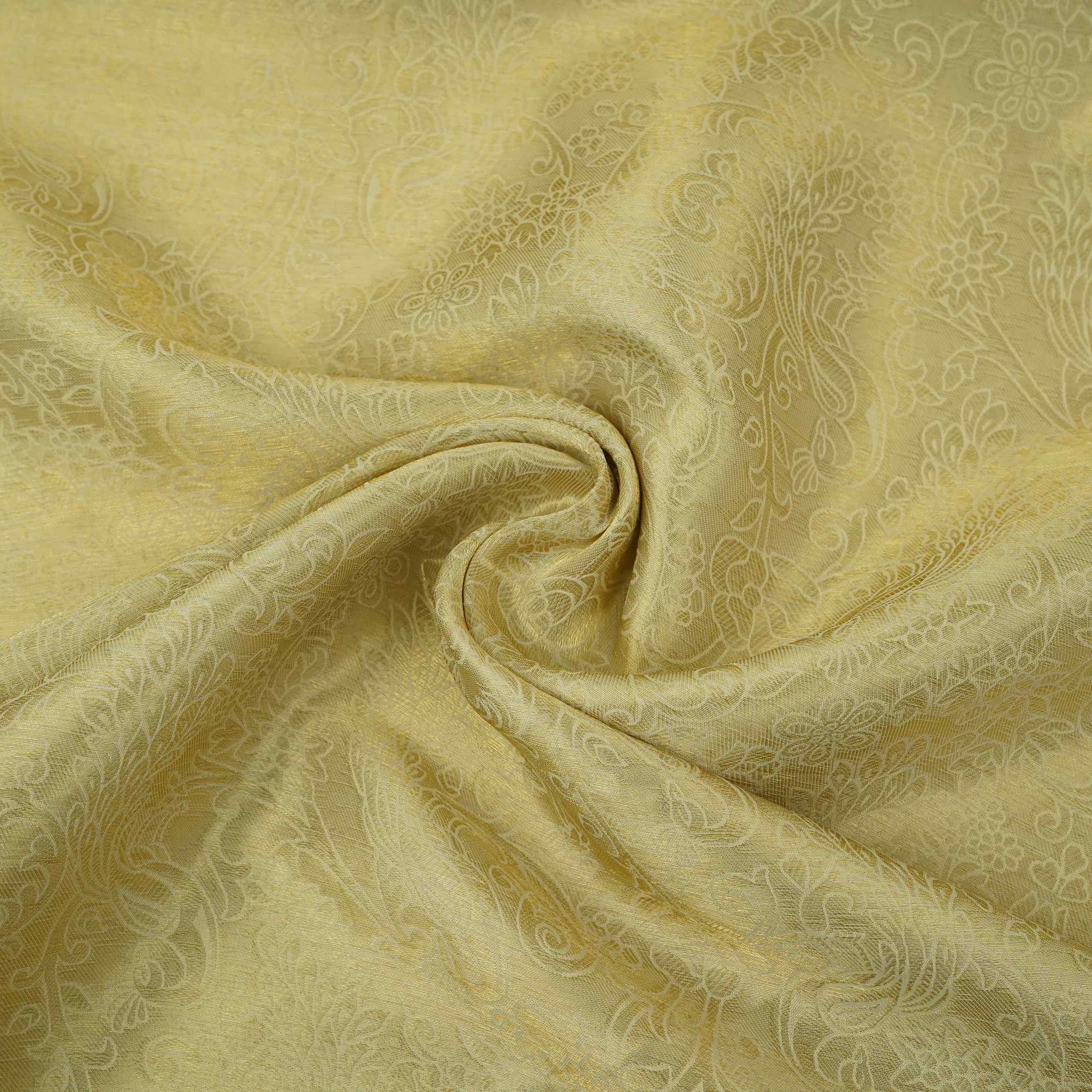 Golden floral jaal Tenchui Silk Fabric MTI-31647 - TradeUNO