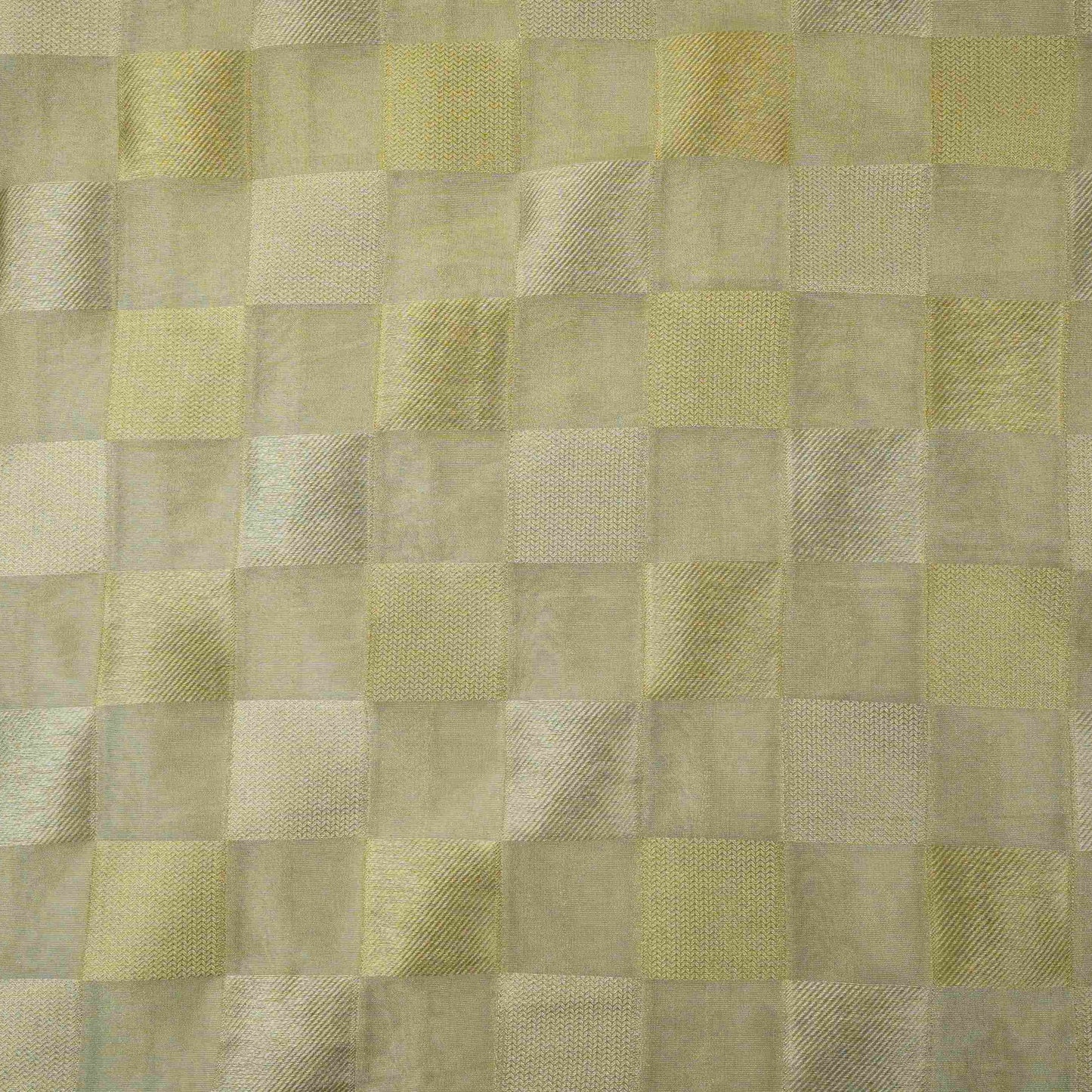Silver Grey Check Kanjivaram Silk Fabric MTI-31645