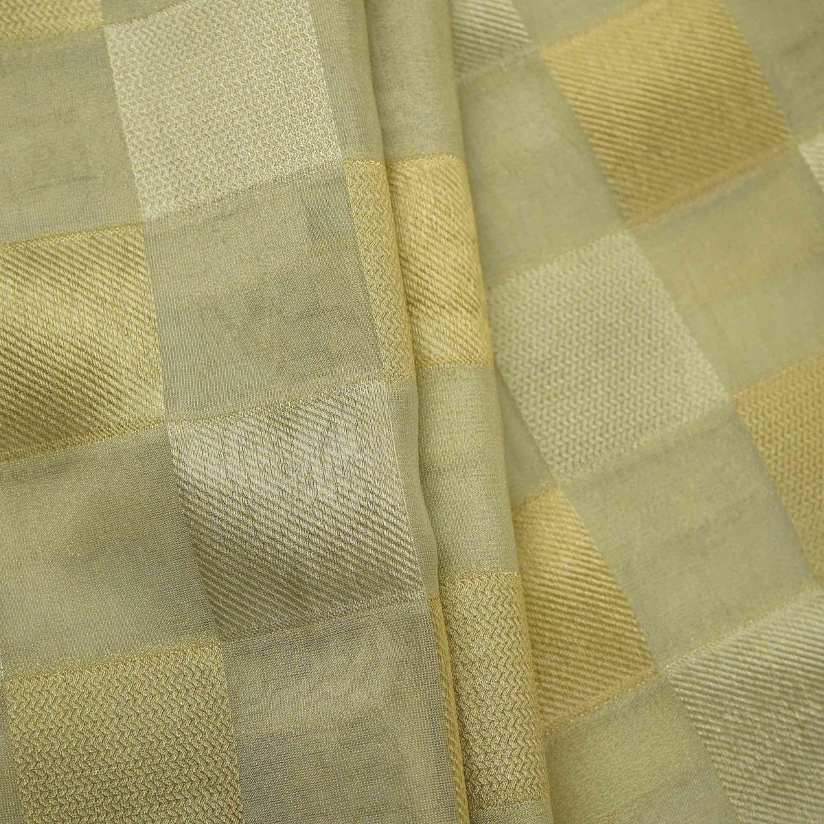 Silver Grey Check Kanjivaram Silk Fabric MTI-31645 - TradeUNO