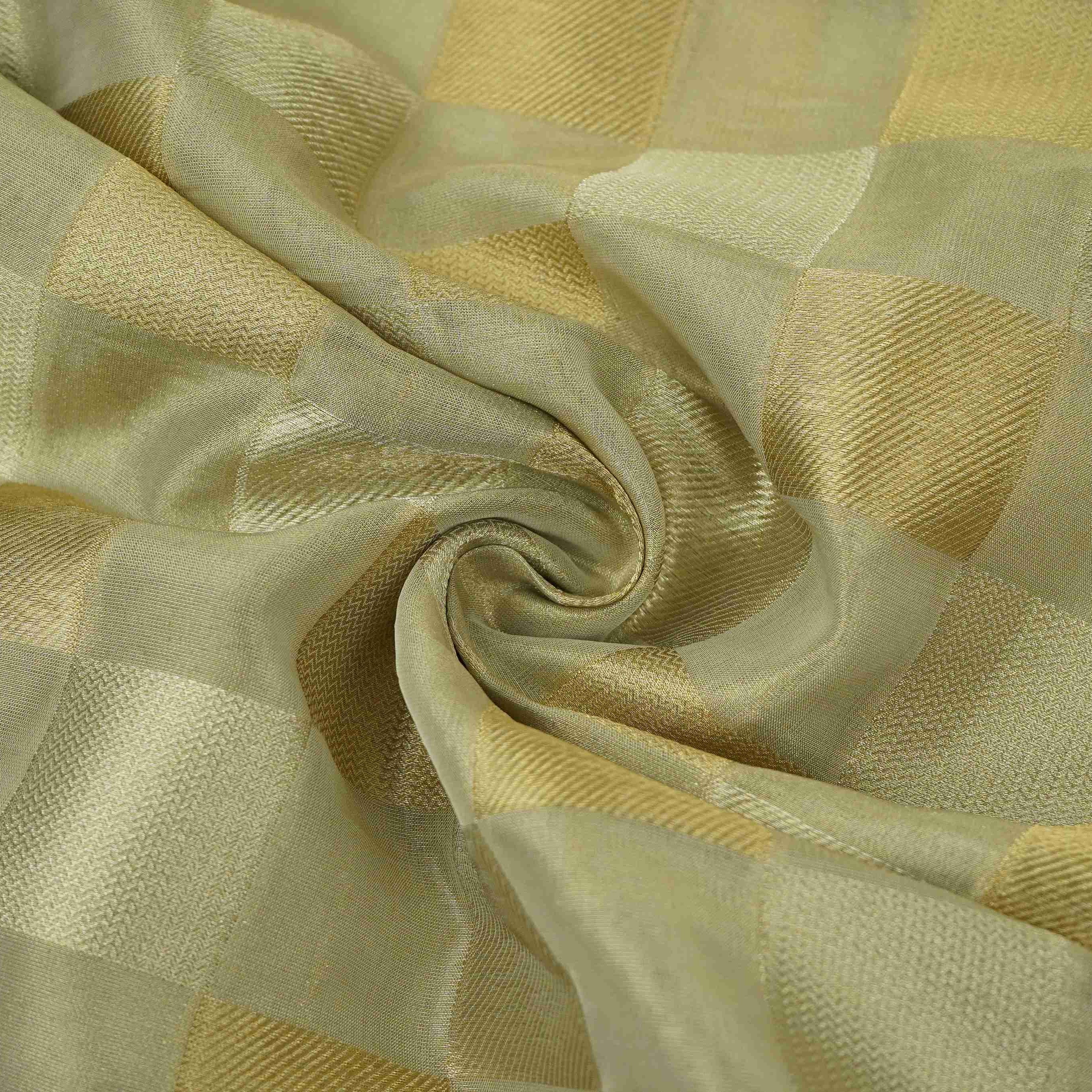 Silver Grey Check Kanjivaram Silk Fabric MTI-31645 - TradeUNO