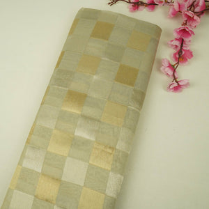 Silver Grey Check Kanjivaram Silk Fabric MTI-31645 - TradeUNO