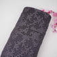 Charcoal Grey Geometric embroidery Raw Silk Fabric VFS-31855