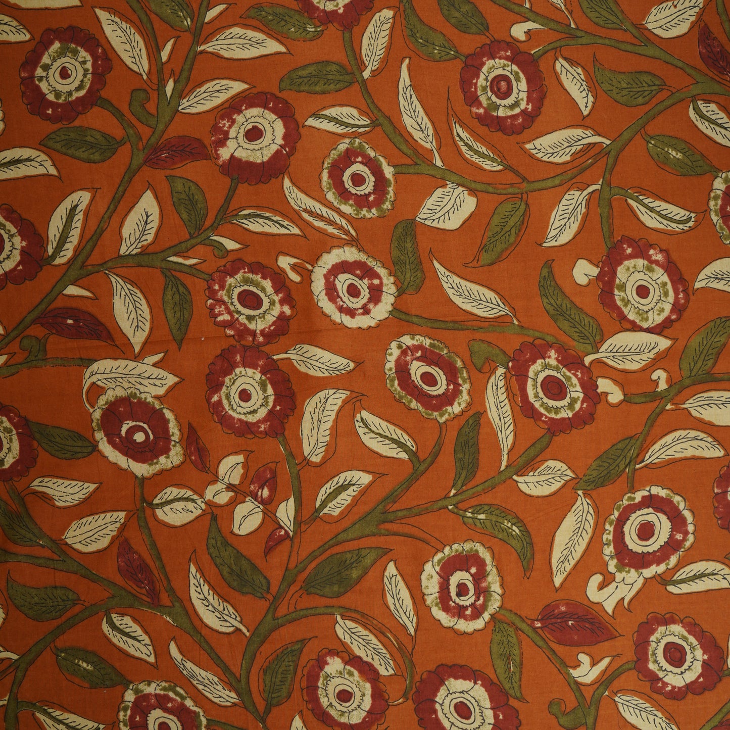 Rust Orange Kalamkari Print Cotton Fabric MFR-29883