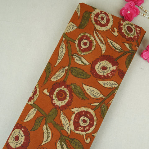 Rust Orange Kalamkari Print Cotton Fabric MFR-29883