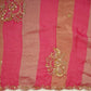 Rani Pink Stripes cutdana embroidery Tissue Fabric VFS-31695
