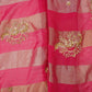 Rani Pink Stripes cutdana embroidery Tissue Fabric VFS-31695