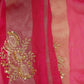 Rani Pink Stripes cutdana embroidery Tissue Fabric VFS-31695