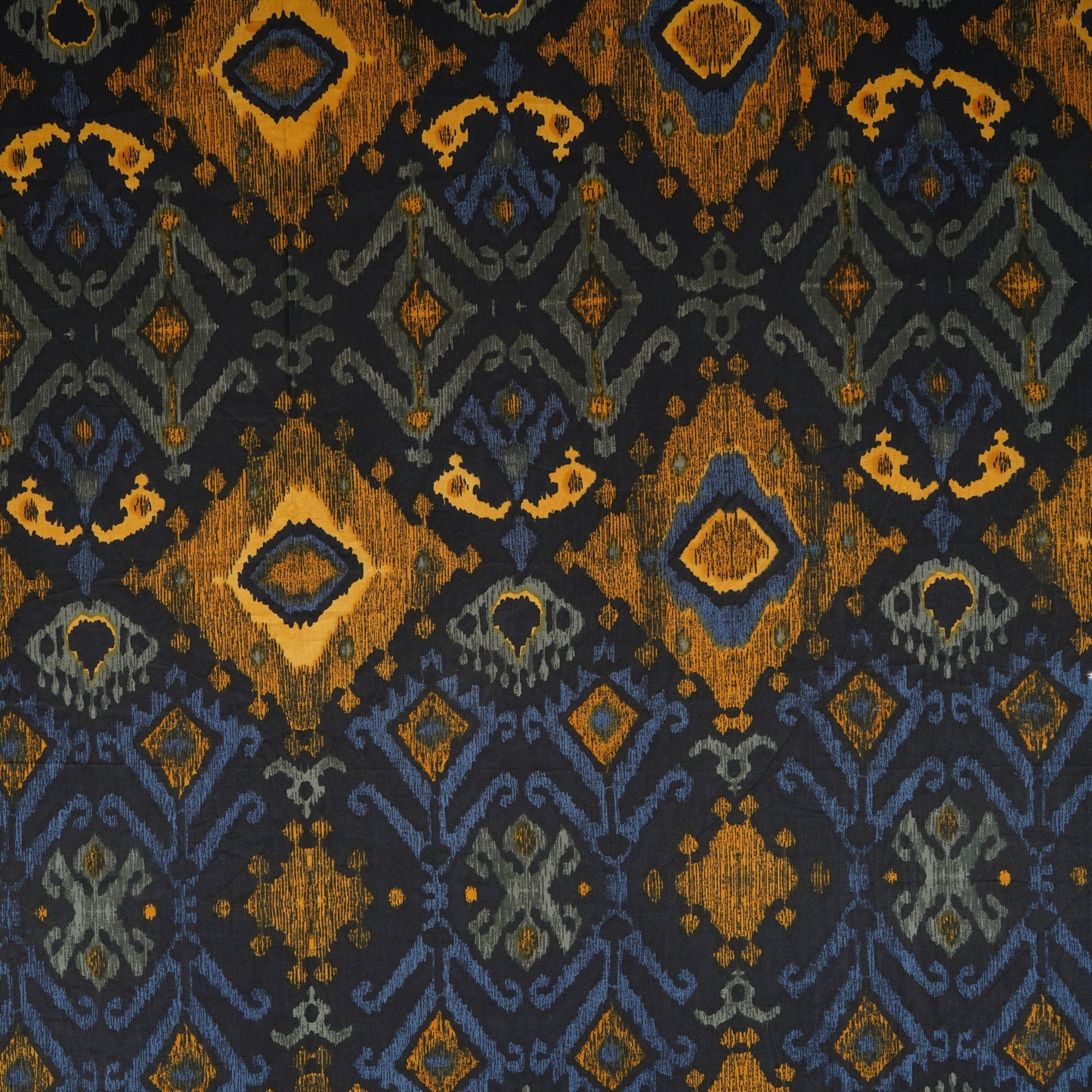 Yellow & Black Ikkat Print Cotton Fabric MFR-29851