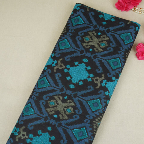 Blue & Black Ikkat Print Cotton Fabric MFR-29853