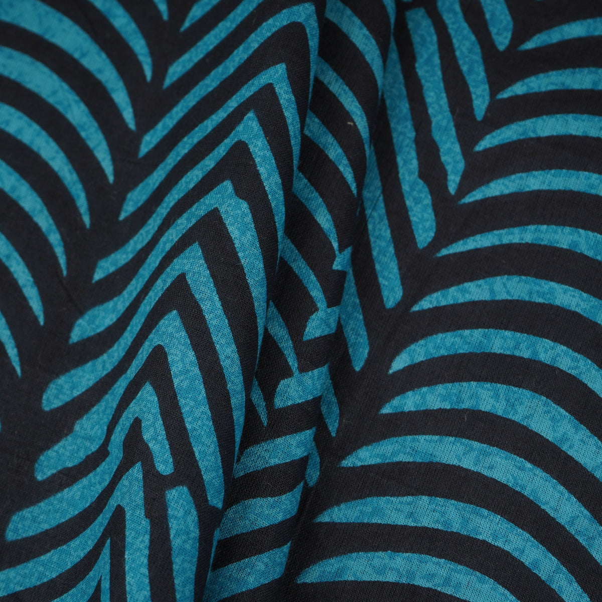 Blue & Black Abstract Print Cotton Fabric MFR-29854 - TradeUNO