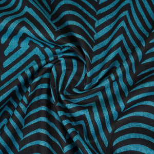 Blue & Black Abstract Print Cotton Fabric MFR-29854 - TradeUNO