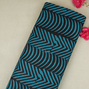 Blue & Black Abstract Print Cotton Fabric MFR-29854 - TradeUNO