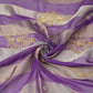 Violet Stripes cutdana embroidery Tissue Fabric VFS-31696