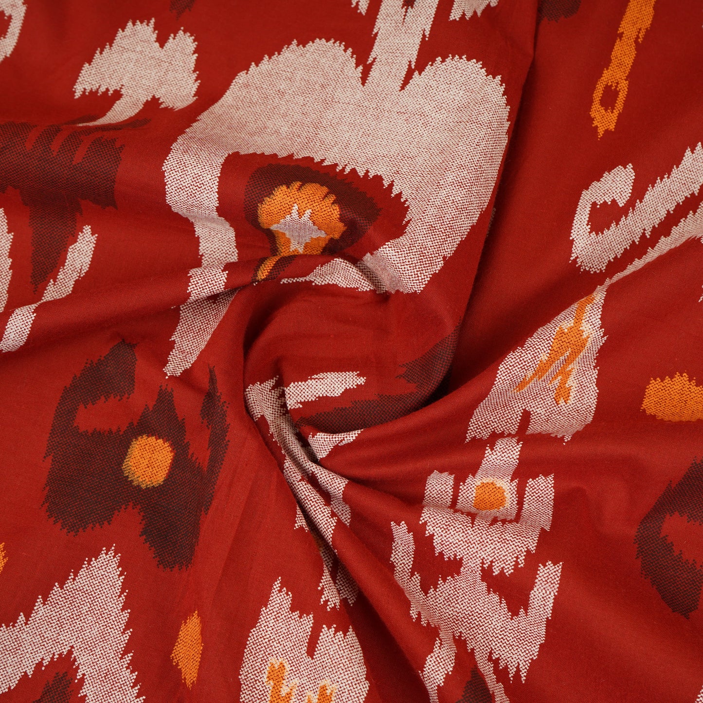 Red Ikkat Print Cotton Fabric MFR-29856
