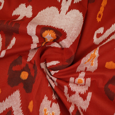 Red Ikkat Print Cotton Fabric MFR-29856