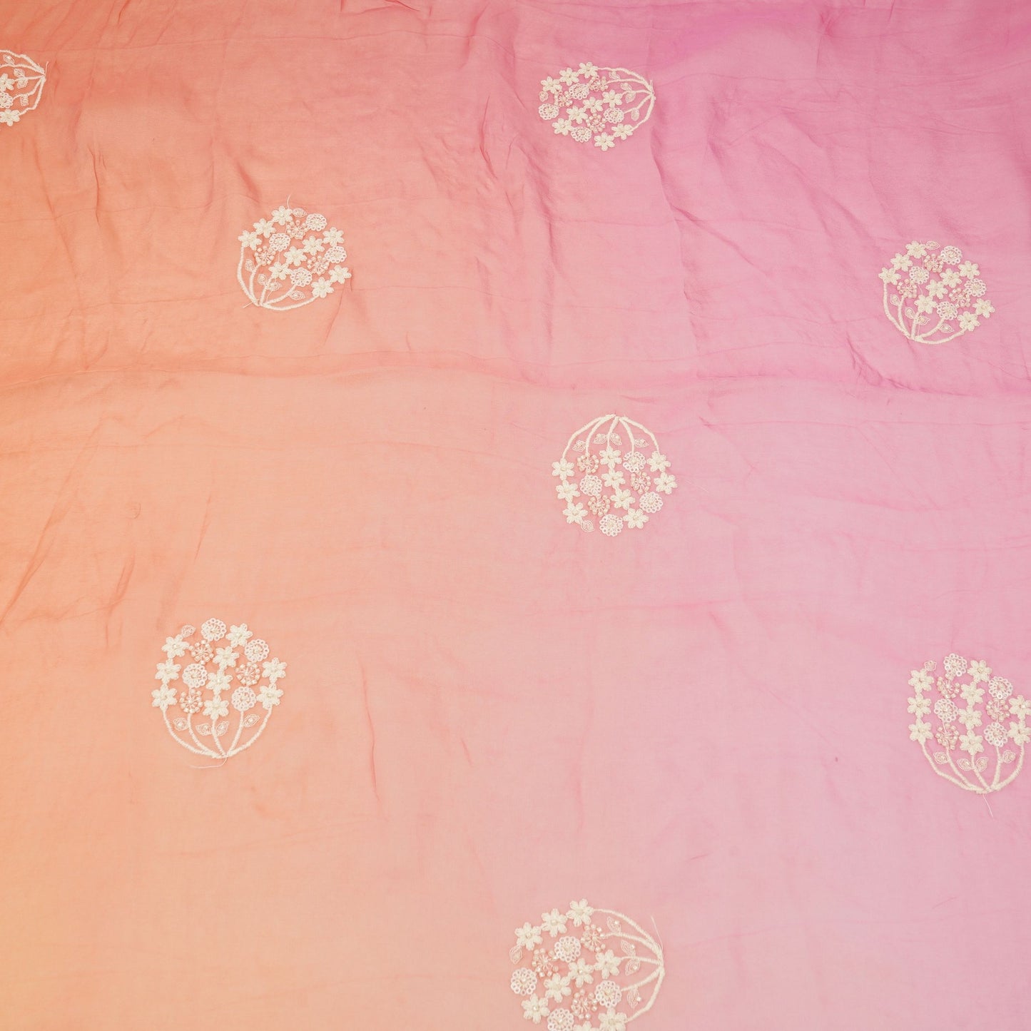 Dusty Rose with Multicolor 4D thread embroidery Organza Fabric VFS-31675