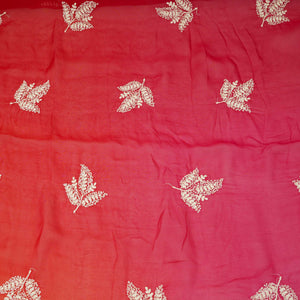 Red with Multicolor 4D thread embroidery Organza Fabric VFS-31680 - TradeUNO