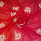 Red with Multicolor 4D thread embroidery Organza Fabric VFS-31680