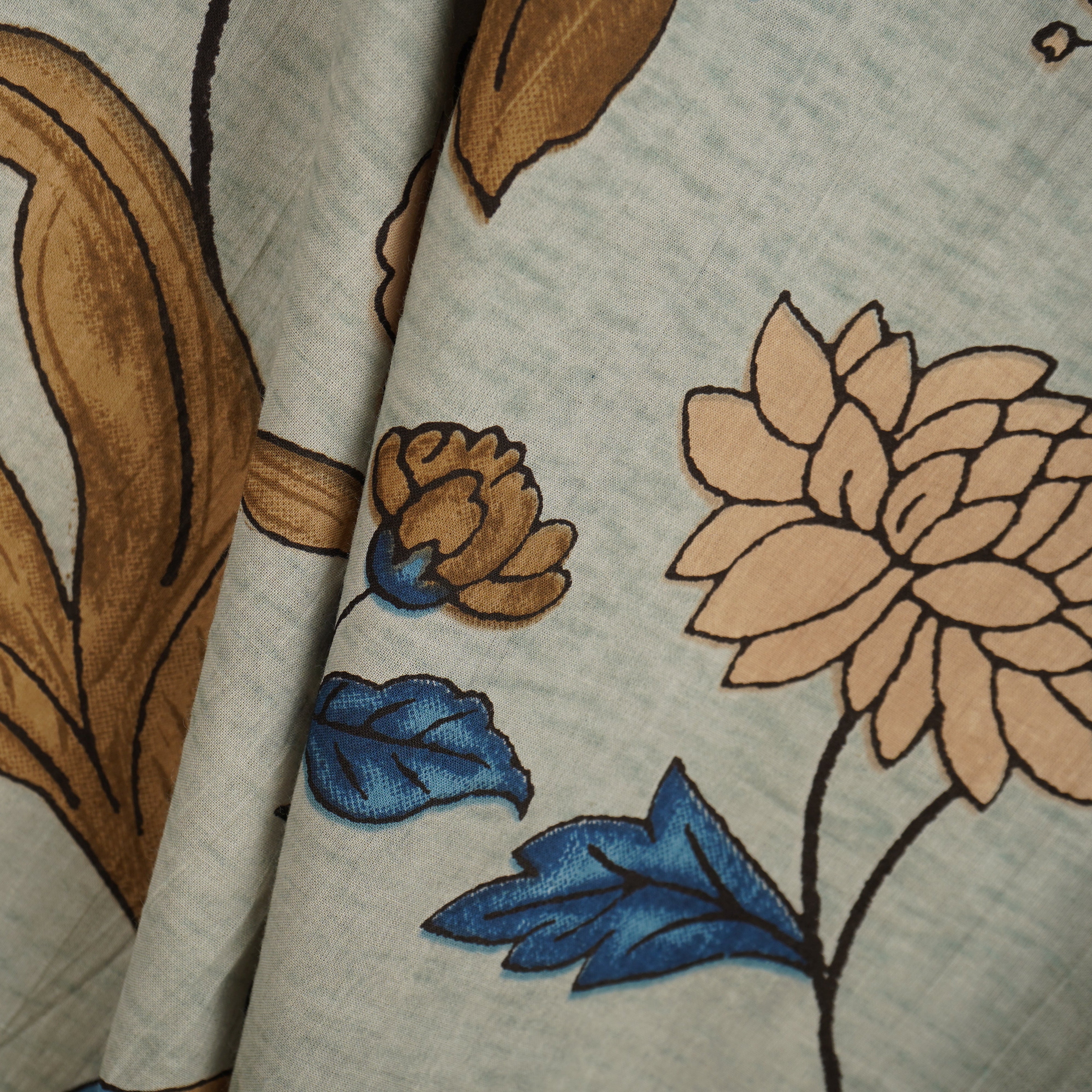 Light Grey with Multicolor Floral Print Cotton Fabric MFR-29880 - TradeUNO