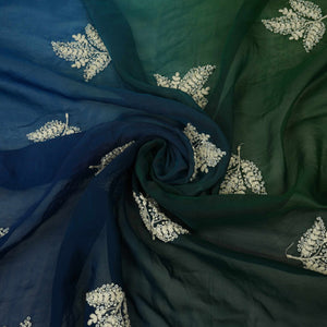 Navy Blue with Multicolor 4D thread embroidery Organza Fabric VFS-31679 - TradeUNO