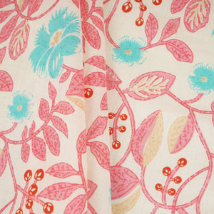 Cream with Blue Floral Print Cotton Fabric MFR-29923 - TradeUNO