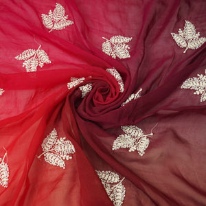 Magenta Pink with Multicolor 4D thread embroidery Organza Fabric VFS-31678 - TradeUNO