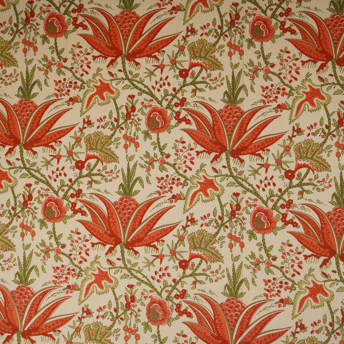Cream with Red Floral Print Cotton Fabric MFR-29898