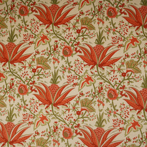 Cream with Red Floral Print Cotton Fabric MFR-29898 - TradeUNO