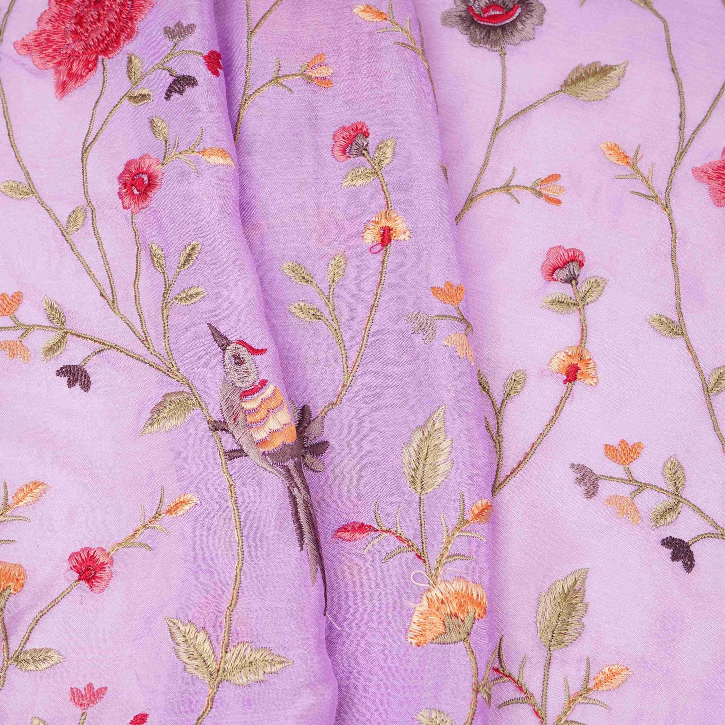 Lavender floral Jaal embroidery Chinon Fabric VFS-31660