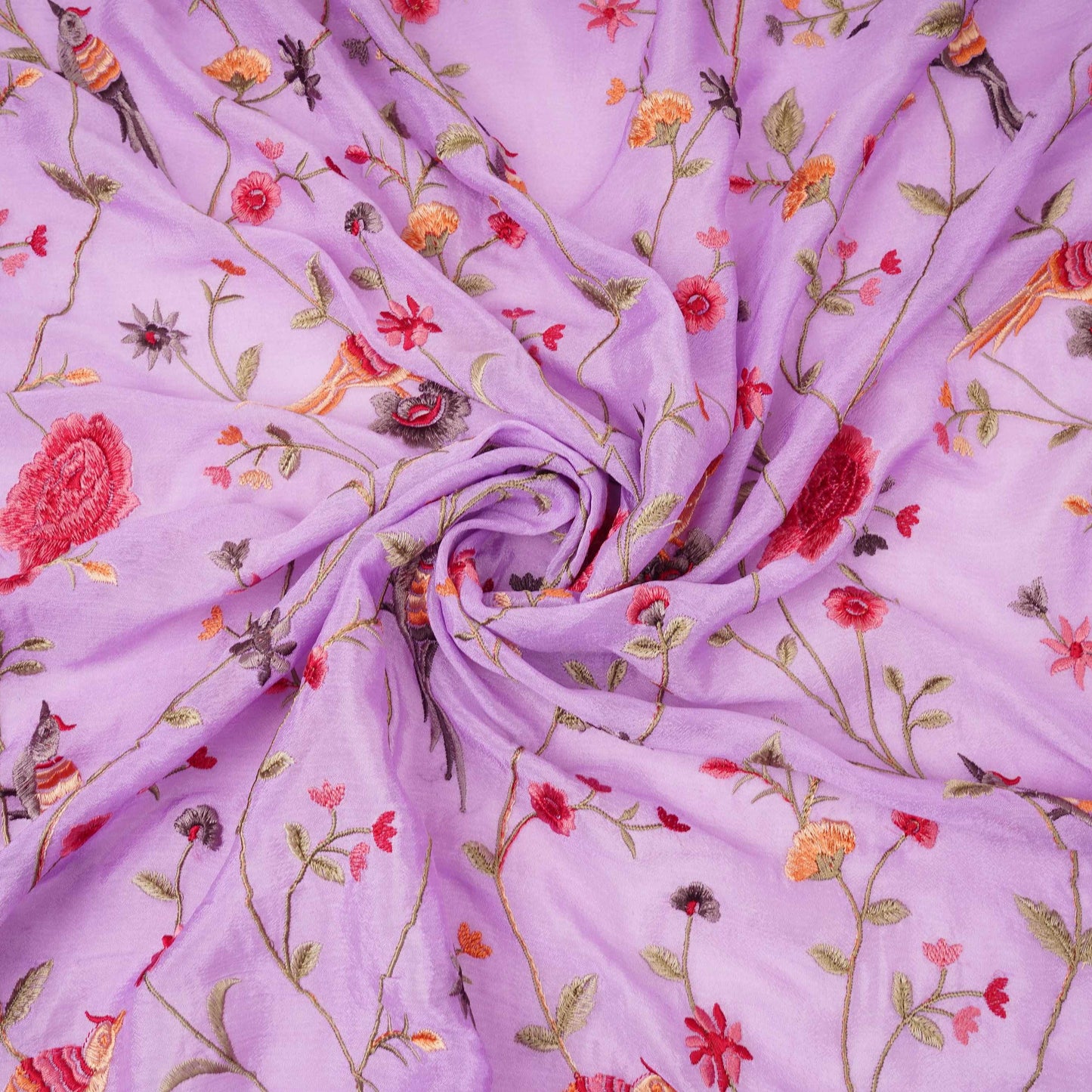 Lavender floral Jaal embroidery Chinon Fabric VFS-31660