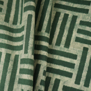 Off White & Dark Green Geomatrical Print Cotton Fabric MFR-29888 - TradeUNO