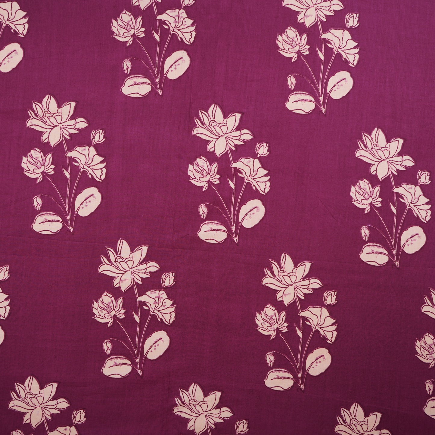 Purple & White Floral Print Cotton Fabric MFR-29858