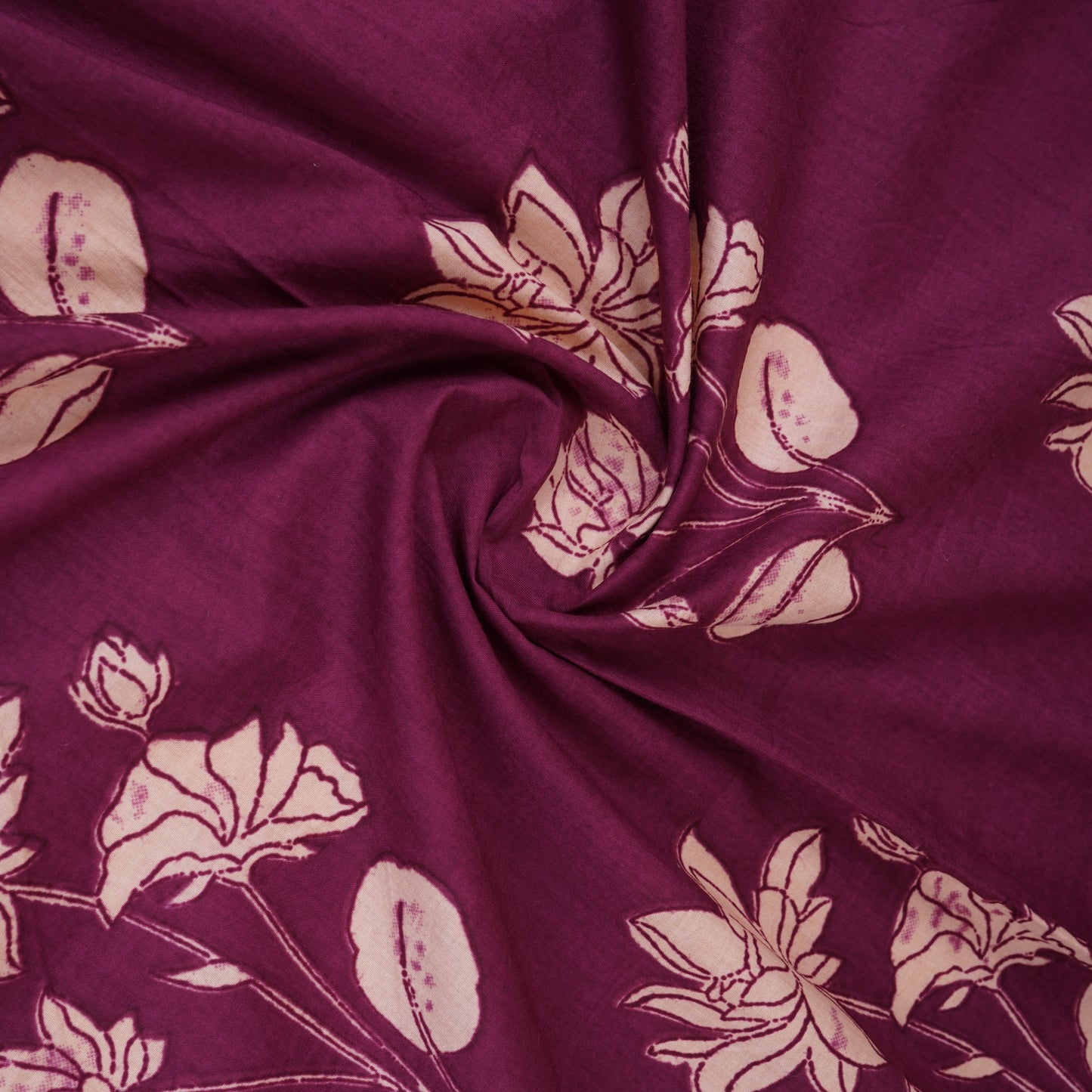 Purple & White Floral Print Cotton Fabric MFR-29858
