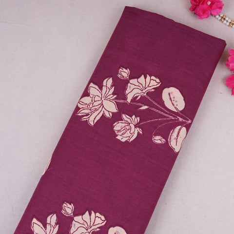 Purple & White Floral Print Cotton Fabric MFR-29858