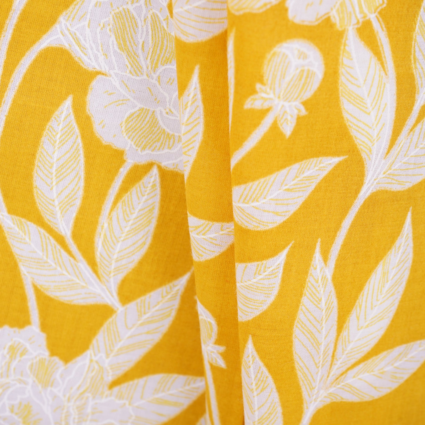 Yellow with White Floral Print Cotton Fabric MFR-29872