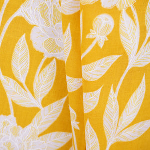 Yellow with White Floral Print Cotton Fabric MFR-29872 - TradeUNO