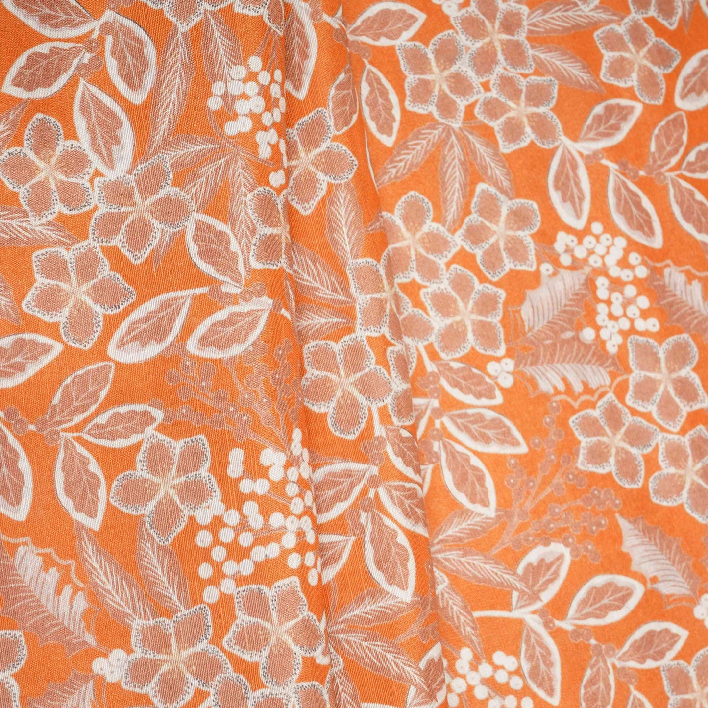 Orange floral print Cupro Linen Fabric PI-31911