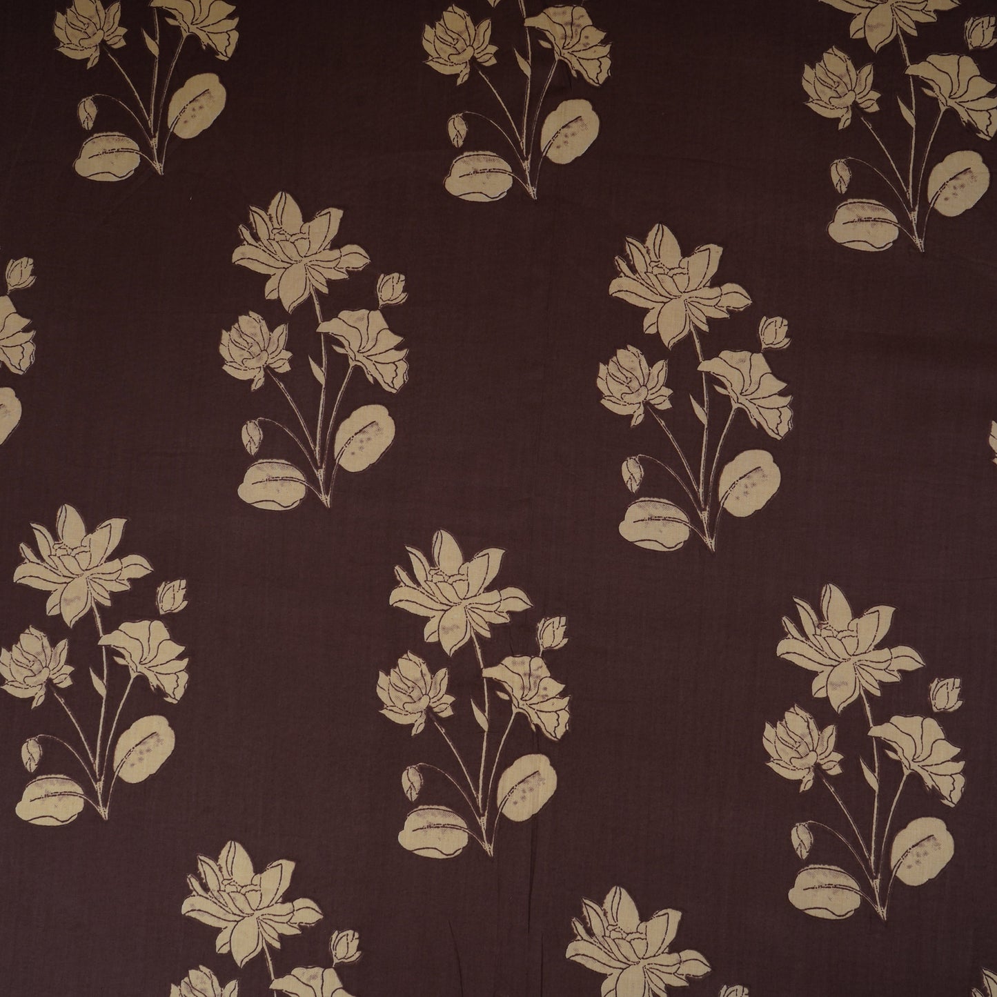 Deep Purple & White Floral Print Cotton Fabric MFR-29859
